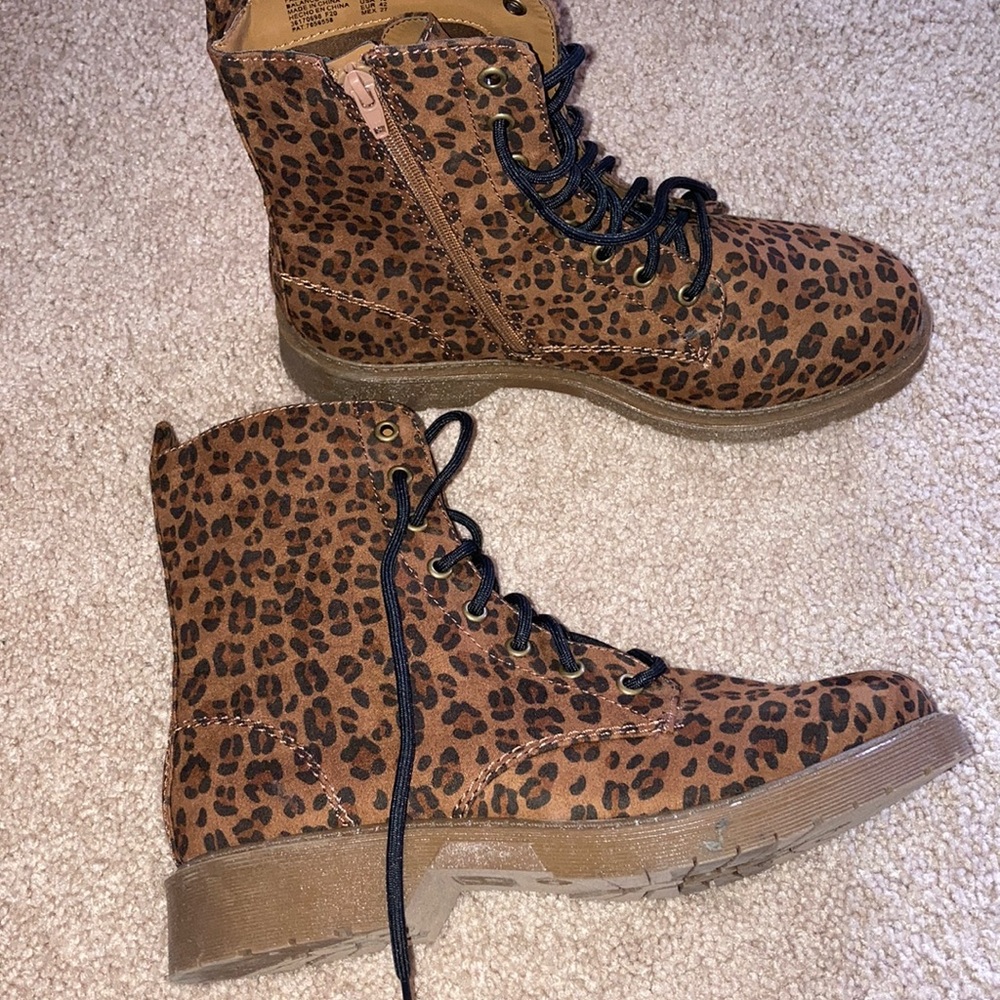 Military / Moto Leopard Print Boots size 10